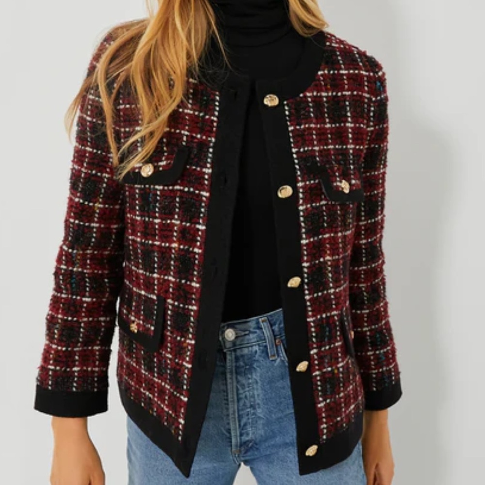 Anine Binge Lydia Plaid Tweed Jacket